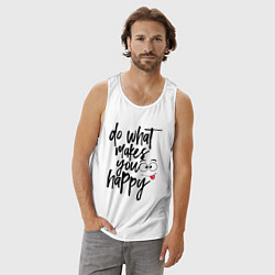 Майка мужская хлопок Do what makes you happy, цвет: белый — фото 2