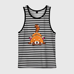 Майка мужская хлопок Cute red panda, цвет: черная тельняшка