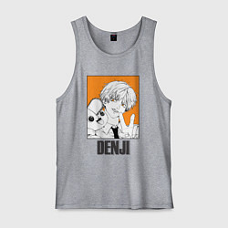 Майка мужская хлопок Человек-бензопила Denji Почита, цвет: меланж