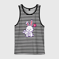 Майка мужская хлопок Милые зайчишки, цвет: черная тельняшка