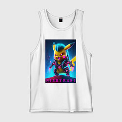 Майка мужская хлопок Cyberpunk - terrible Pikachu with claws, цвет: белый