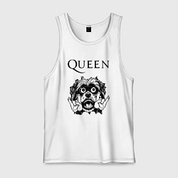 Майка мужская хлопок Queen - rock dog, цвет: белый