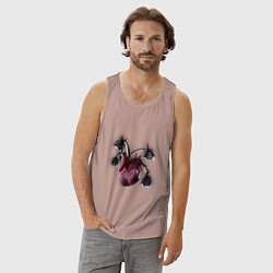 Майка мужская хлопок Увядшее сердце, цвет: пыльно-розовый — фото 2