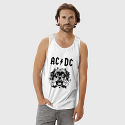 Майка мужская хлопок AC DC - rock dog, цвет: белый — фото 2