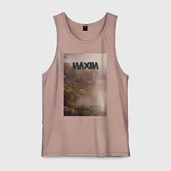 Майка мужская хлопок Maxim тропический залив, цвет: пыльно-розовый