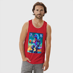 Майка мужская хлопок Beersaur neon glow - meme, цвет: красный — фото 2