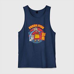 Майка мужская хлопок Fresh fish, цвет: тёмно-синий