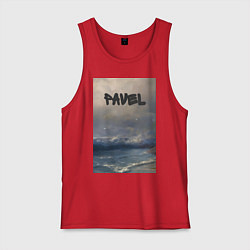 Майка мужская хлопок Pavel волны, цвет: красный