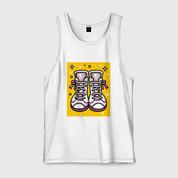 Майка мужская хлопок Розовые ботинки, цвет: белый