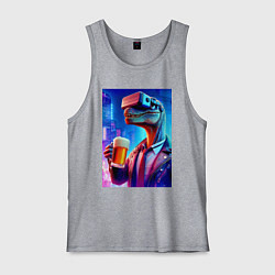 Майка мужская хлопок Пивозавр в виртуальных очках - нейроарт, цвет: меланж