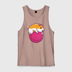 Майка мужская хлопок Хомяк баскетболист, цвет: пыльно-розовый