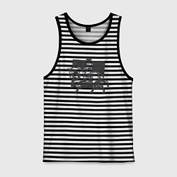 Майка мужская хлопок Ковбойша на лошади, цвет: черная тельняшка