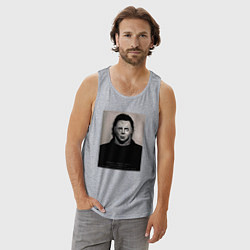 Майка мужская хлопок Майкл Майерс магшот, цвет: меланж — фото 2