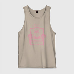 Майка мужская хлопок Енот чилит как про, цвет: миндальный