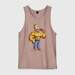 Майка мужская хлопок Гомер культурист, цвет: пыльно-розовый