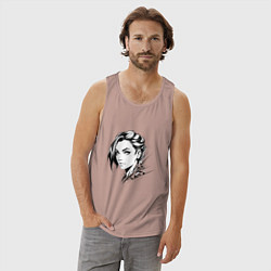 Майка мужская хлопок Девушка эмо, цвет: пыльно-розовый — фото 2