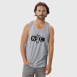 Майка мужская хлопок New York peace, цвет: меланж — фото 2