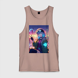 Майка мужская хлопок Кибер Марин - коллаба, цвет: пыльно-розовый