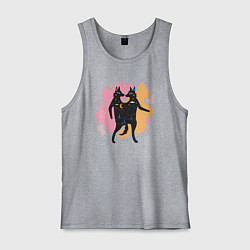 Майка мужская хлопок Танец лисичек, цвет: меланж