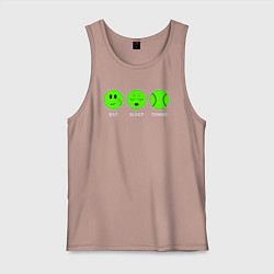 Майка мужская хлопок Eat sleep tennis, цвет: пыльно-розовый