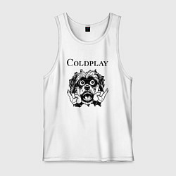 Майка мужская хлопок Coldplay - rock dog, цвет: белый