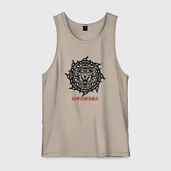 Майка мужская хлопок Логотип - славянский волк, цвет: миндальный