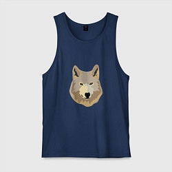 Майка мужская хлопок Белый волк, цвет: тёмно-синий