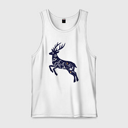 Майка мужская хлопок Космический олень, цвет: белый