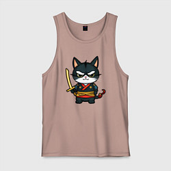 Мужская майка Смелый кот самурай