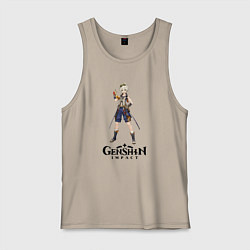 Майка мужская хлопок Bennett genshin impact love, цвет: миндальный