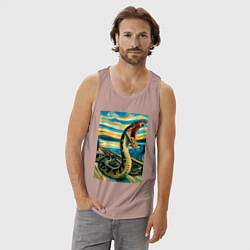 Майка мужская хлопок Анаконда кричит на картине Эдварда Мунка - мем иск, цвет: пыльно-розовый — фото 2