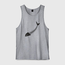 Майка мужская хлопок Рыбный скелет, цвет: меланж