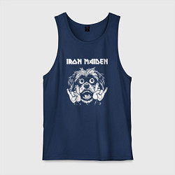 Майка мужская хлопок Iron Maiden rock dog, цвет: тёмно-синий