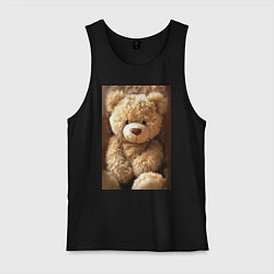 Майка мужская хлопок Игрушечный большой медвежонок, цвет: черный