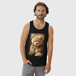 Майка мужская хлопок Игрушечный большой медвежонок, цвет: черный — фото 2