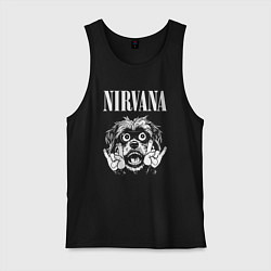 Майка мужская хлопок Nirvana rock dog, цвет: черный