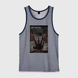 Майка мужская хлопок I see the goal, цвет: синяя тельняшка