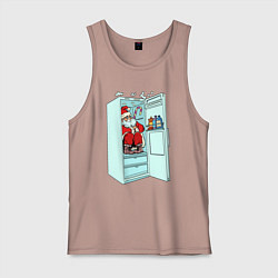 Майка мужская хлопок Санта в холодильнике, цвет: пыльно-розовый
