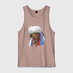 Майка мужская хлопок Русский медведь арт, цвет: пыльно-розовый