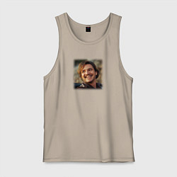 Майка мужская хлопок Педро Паскаль мем из Невыносимая тяжесть огромного, цвет: миндальный