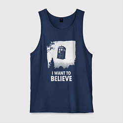 Майка мужская хлопок Tardis believe, цвет: тёмно-синий