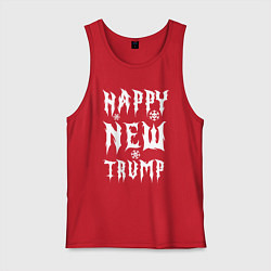 Майка мужская хлопок Happy new Trump - motto, цвет: красный