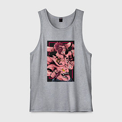 Майка мужская хлопок Магическая битва Сукуна четырехрукий, цвет: меланж