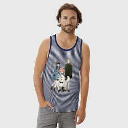 Майка мужская хлопок Семья шпиона вместе, цвет: синяя тельняшка — фото 2