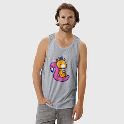 Майка мужская хлопок Жираф в бассейне, цвет: меланж — фото 2