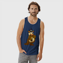 Майка мужская хлопок Мишка-почтальон, цвет: тёмно-синий — фото 2