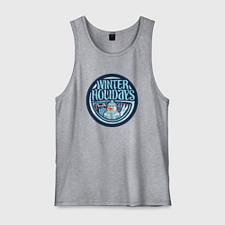 Майка мужская хлопок Снежные зимние каникулы, цвет: меланж