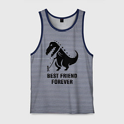 Майка мужская хлопок Godzilla best friend, цвет: синяя тельняшка