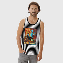 Майка мужская хлопок Punk rock - Rick and Morty, цвет: черная тельняшка — фото 2