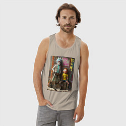 Майка мужская хлопок Бородатый Рик и Морти - панк жив, цвет: миндальный — фото 2